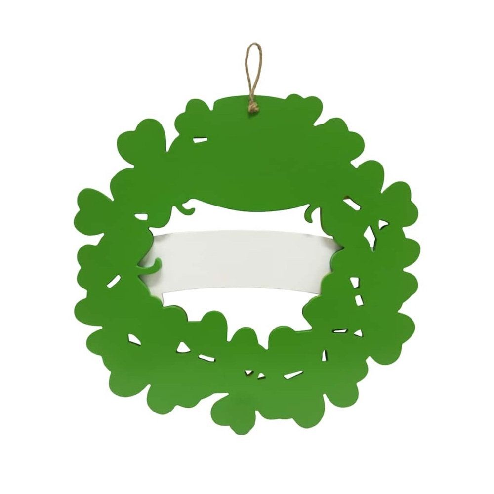 15.75” Happy Go Lucky St. Patrick's Day Shamrock Hanging Wreath - Picture 3 of 3